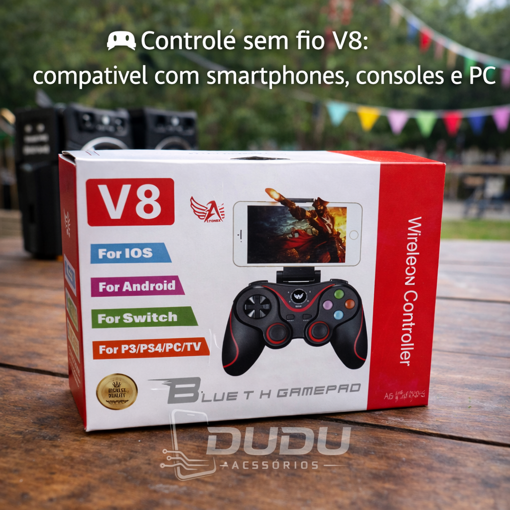🎮 Controle Bluetooth V8 Wireless Gamepad – Multiplataforma - miniatura 2